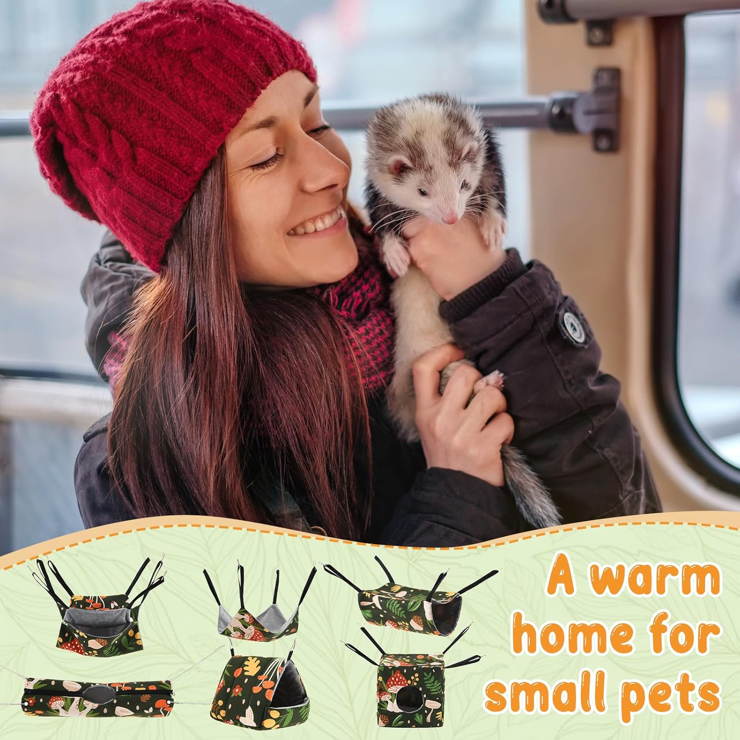 6 Pack Ferret Rat Hammock Set Guinea Pig Hideout Bed, Pet Hanging Tunnel Glider Toy Washable Large Hammock Toy Hideout Cage Accessories for Animals Squirrel, Bunny Chinchillas Hamster 5 81fHZ3L2MUL. AC SL1500