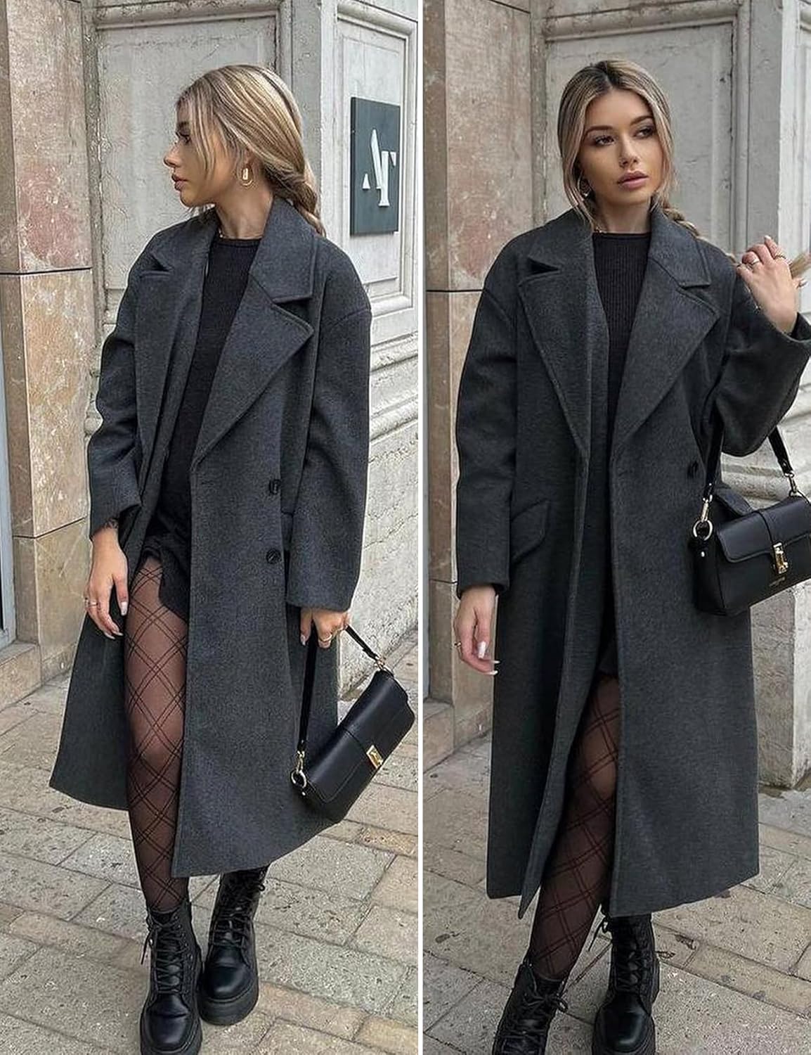 Shiyifa Womens Long Wool Coat Winter Notch Lapel Double Breasted Pea Trench Coat with Pockets - Image 6