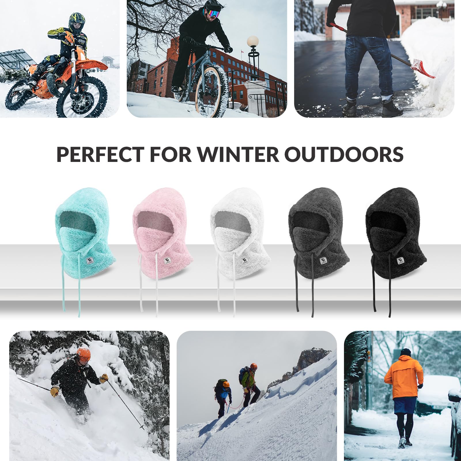 Kominiarka Narciarska Zimowa Ciepła Maska Przeciwdeszczowa Kominiarka Termiczna Wiatroodporna Maska Motocyklowa do Aktywności na Outdoor Rower Snowboard na Nartach Ocieplacz na Szyję Unisex