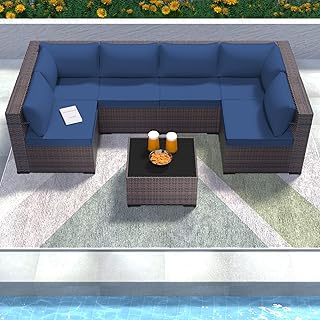Sponsored Ad - Halmuz Outdoor Patio Set The New 7 Piece Patio Sectional Sofa Have PE Wicker Patio Sofa with Thickened Cush...
