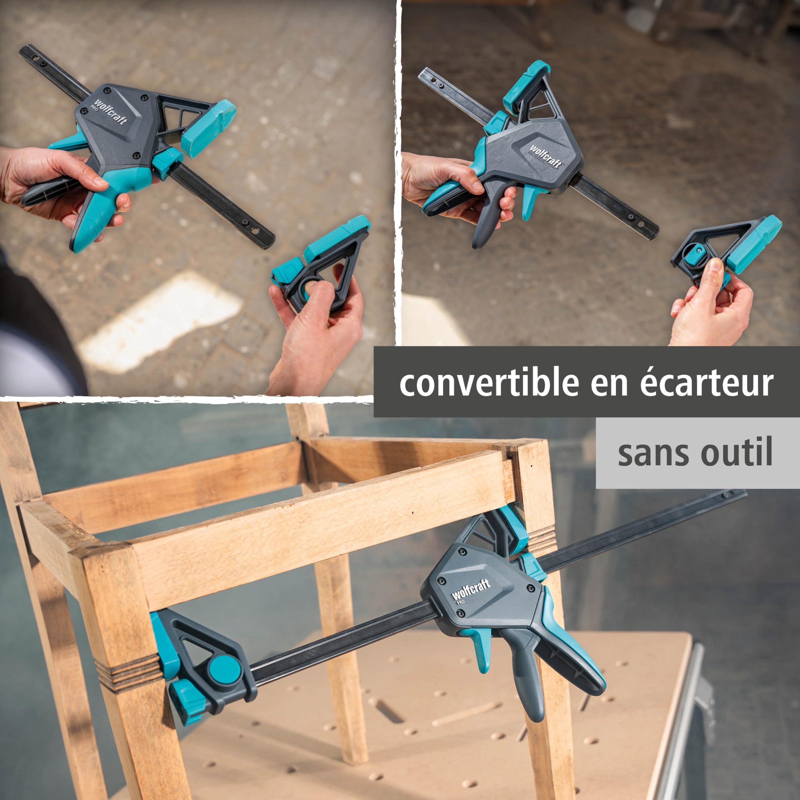 Wolfcraft Kit Serre-joints à une main XL PRO 150 kg 1 060 mm Connecteur 3 pcs