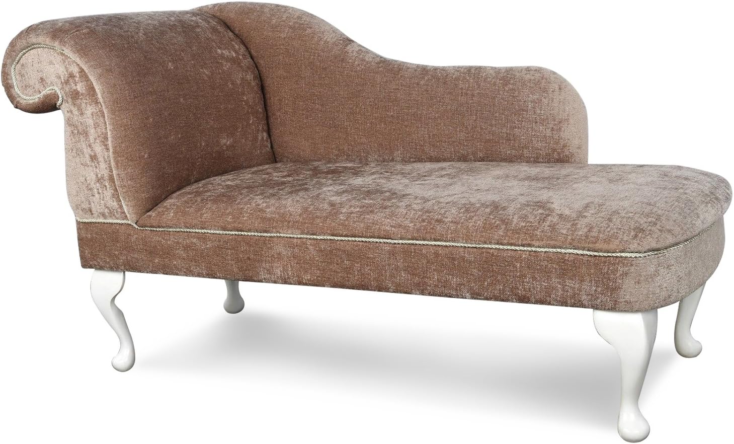 Paradise Furniture Mink Chenille Chaise Lounge Sofa Chair Elegant Lounger Bedroom Style Suite UK