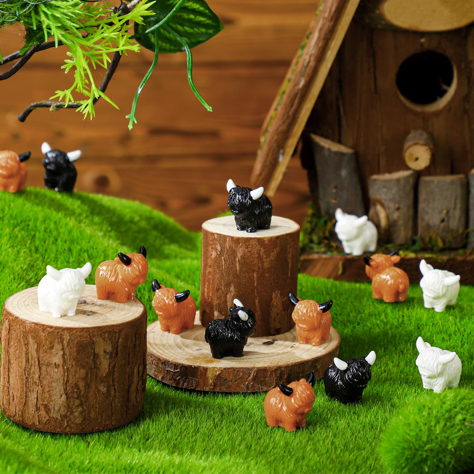 Fuyamp 100 Stück Mini-Kuh-Figuren Aus Kunstharz – Niedliche Dekoration Für Feengarten, Mooslandschaften & DIY-Projekte