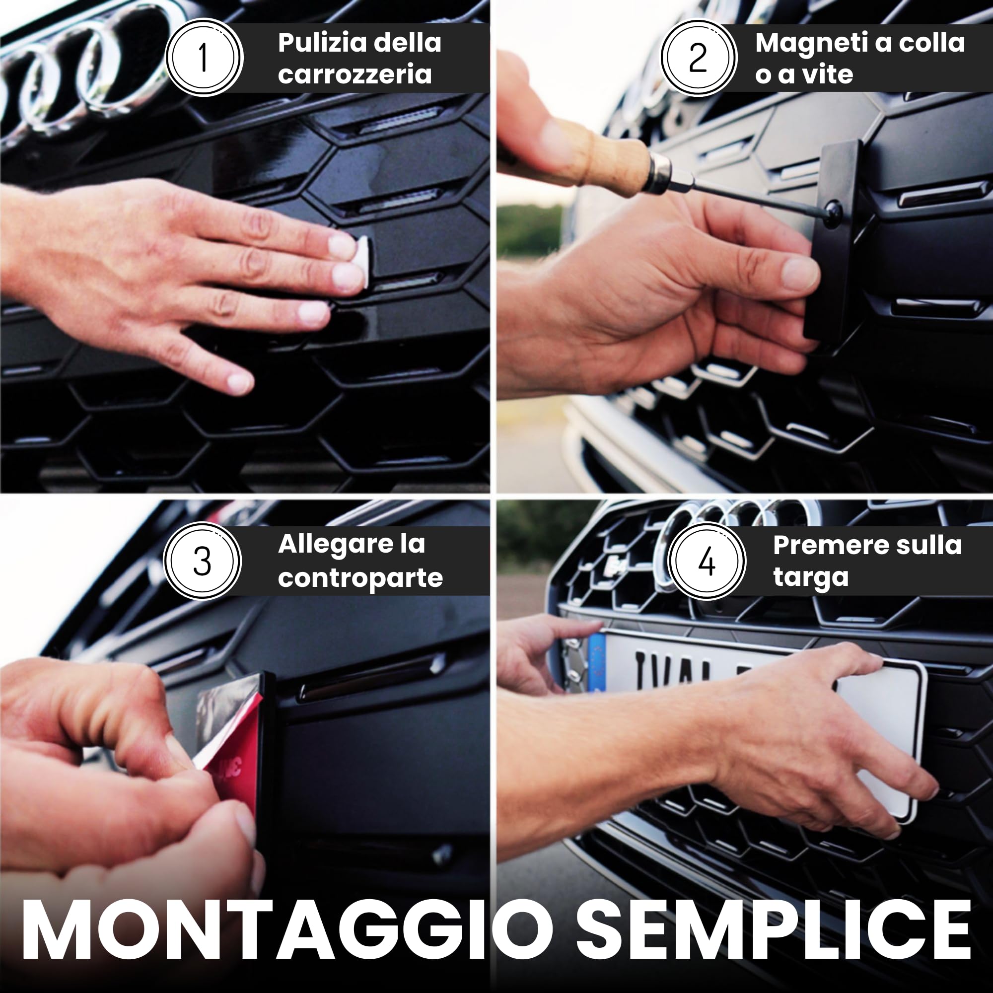 Ivality Porta targa Magnetico Senza Cornice per 2 Targa, Supporto Magnetico Invisibile per Auto, Portatarga Intercambiabile Austria, Omologato Stradale, Testato TÜV fino a 350 km/h