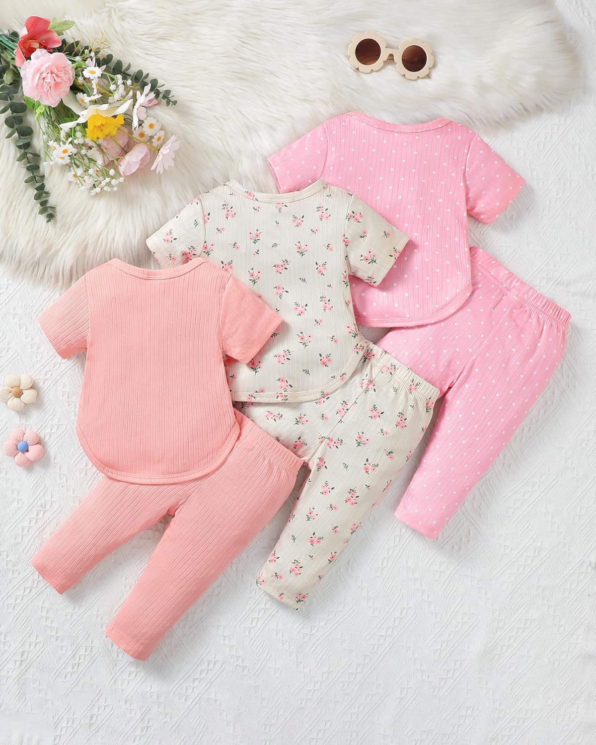 Mioglrie Baby Girl Clothes Infant Fall Outfits Toddler Girl Clothes 6 Pcs Spring Newborn Essentials 3M-3Y Clothing Set - Image 6