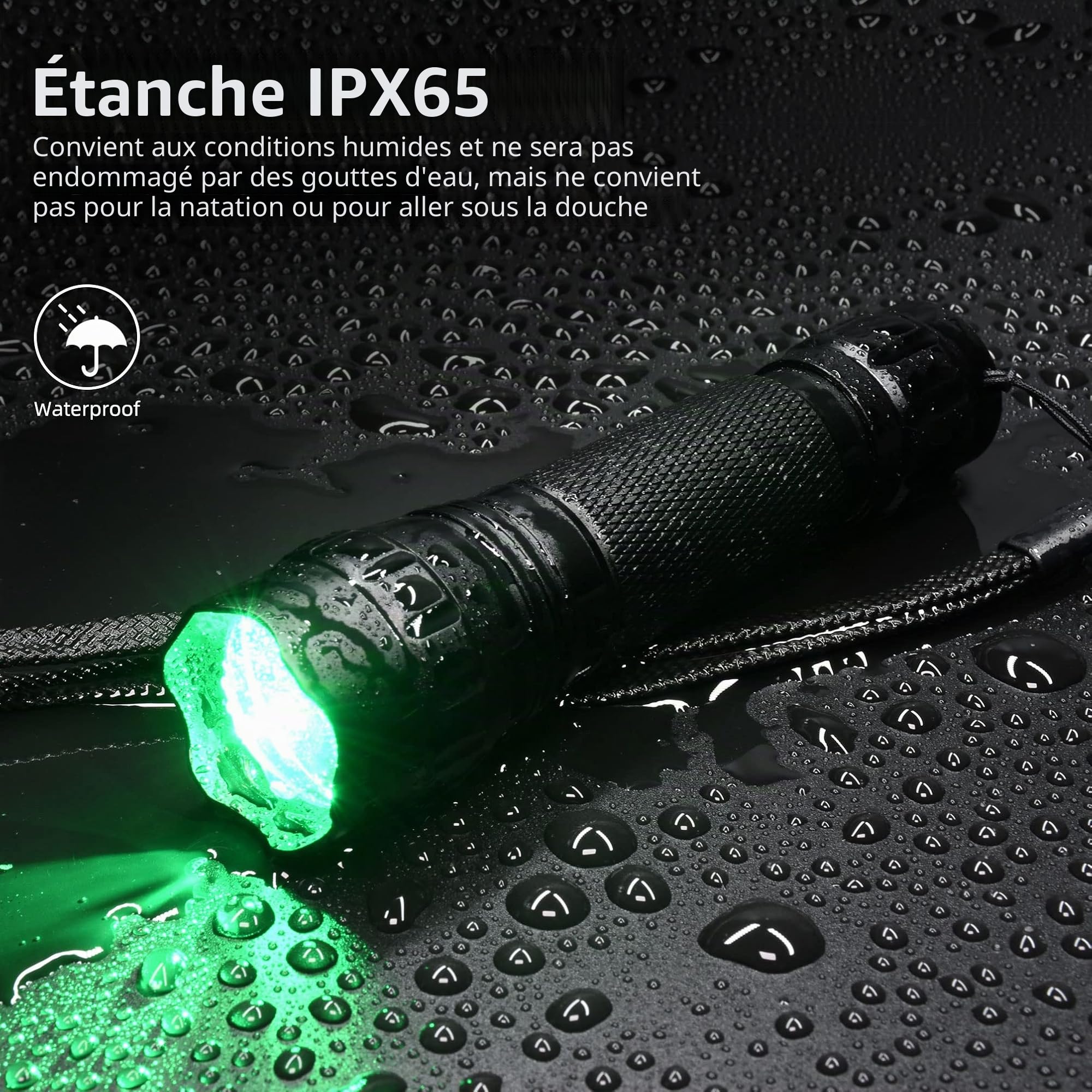 DARKBEAM lampe torche verte Puissante, 501BS Lampe de Poche à lumière Rouge LED Rechargeable, Portable étanche, mise au point rétractable pour la pêche, la Chasse, l'astrophotographie, avec pile &clip