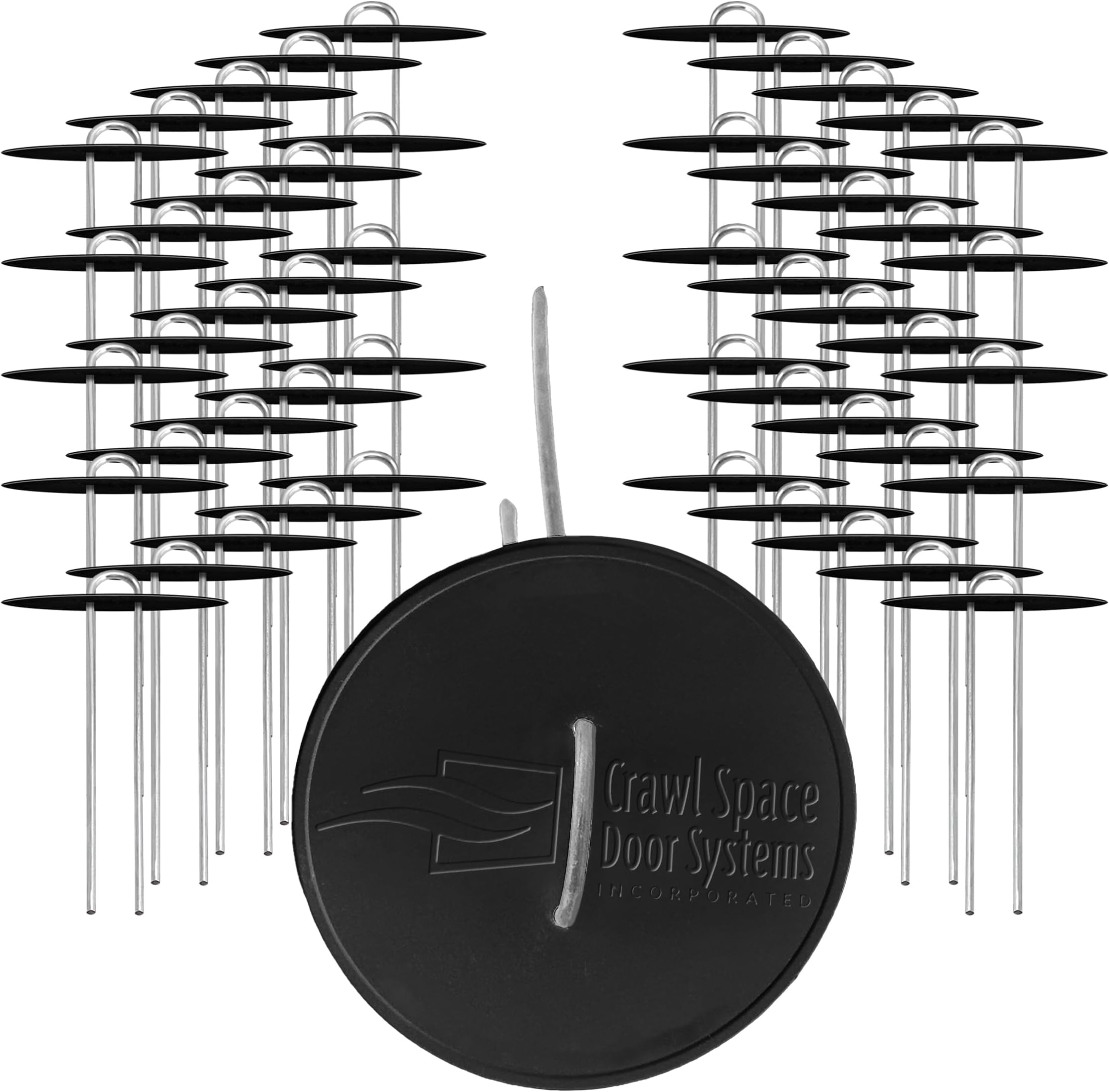 Crawl Space Vapor Barrier Stakes Bundle Pack - 50 Stakes with Protective Caps for Effortless Installation and Long-Lasting Protection (Black)