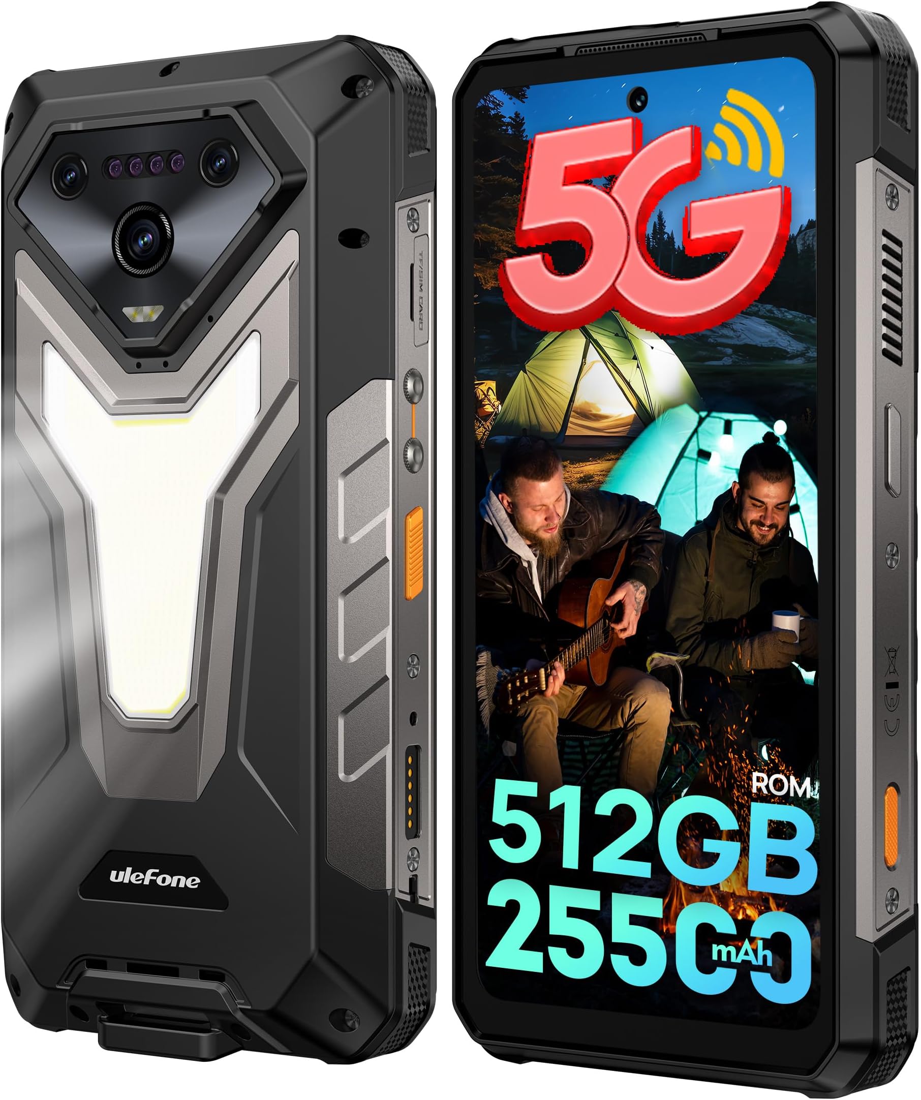 Ulefone Armor 34 Plus 5G Rugged Smartphone, 512GB ROM 2TB Expand, 25500mAh 66W, Android 15, 6.95" 120Hz, 64MP Night Vision, Dimensity 7400X Outdoor Waterproof IP68 Mobile Phones Unlocked, Dual SIM NFC