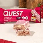 Quest Nutrition Protein Les barres, 20g Protéines, 2g Sucre, 3g Carbures nettes, 10g Fibre, sans gluten, 12 Compte (12 Compte, shortcake aux fraises)