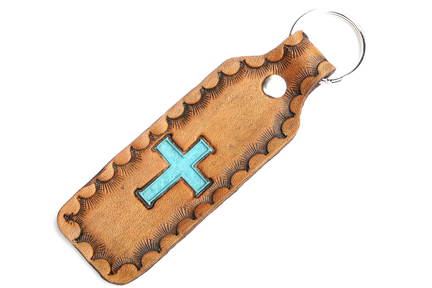 Handmade Leather Keychain | Antique Cross Key Chain Key Fob : Handmade Products