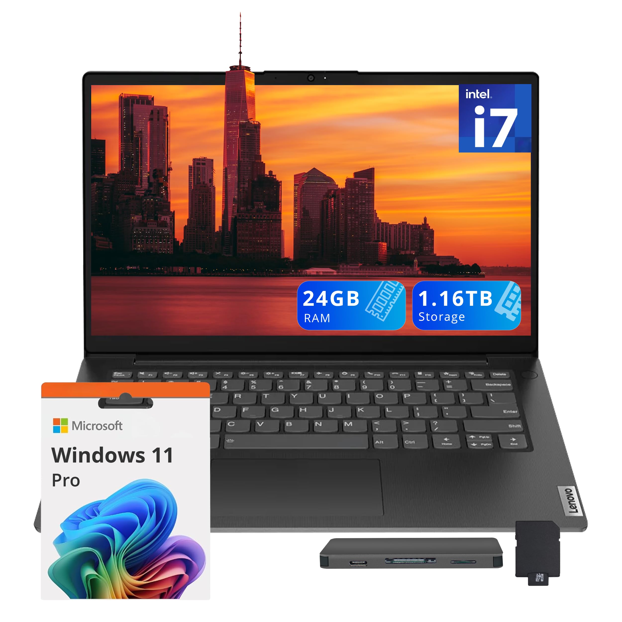 Lenovo V14 14" FHD Business Laptop, Intel i7-13620H, 24GB DDR4 RAM, 1.16TB Storage(1TB SSD+160GB Docking Station Set), Intel UHD Graphics, Wi-Fi 6,