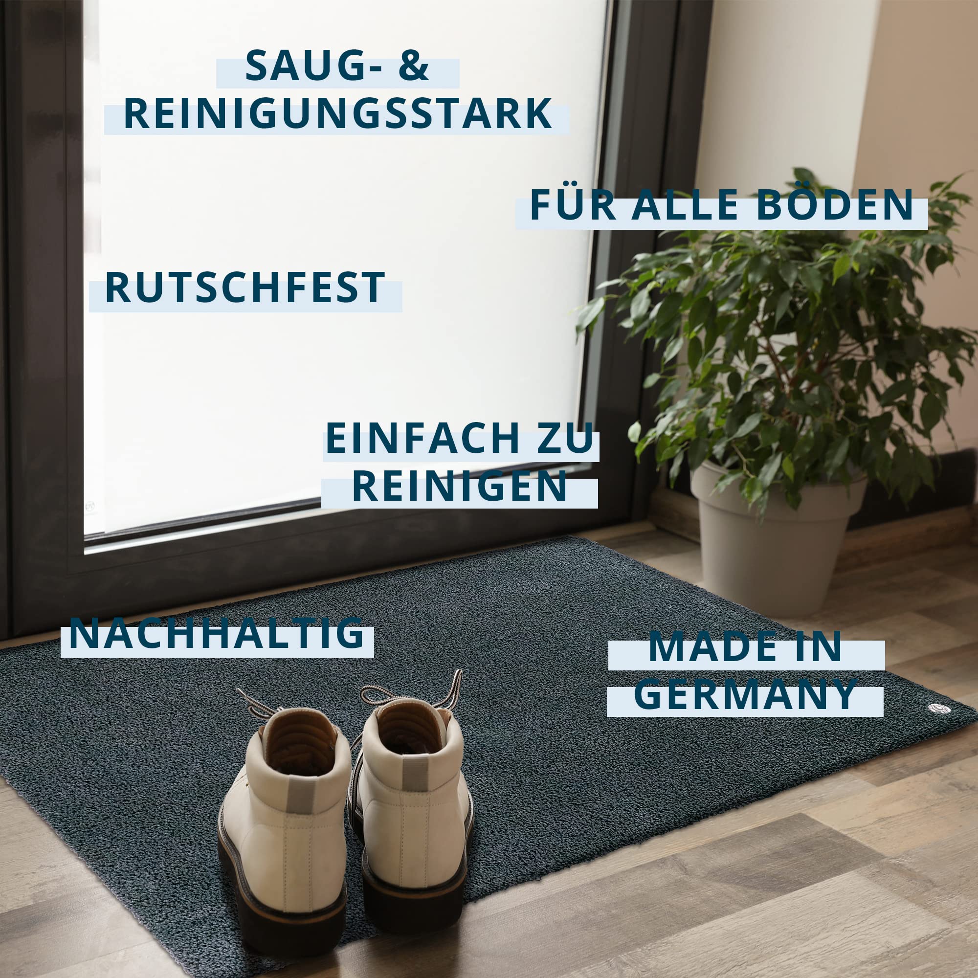 Ha-Ra Innen-Fußmatte Eco Premium Anthrazit I rutschfeste Matte I Nachhaltige Türmatte innen I saugfähiger Fußabstreifer I Schmutzmatte Innenbereich I Fußmatte waschbar in 40 x 60 cm