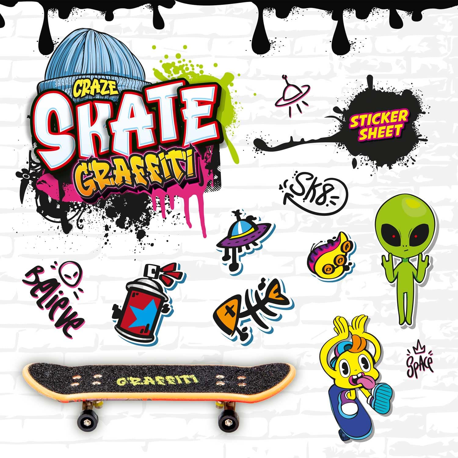CRAZE SKATE Fingerboard Set Graffiti Edition Pack of 4 - Image 3