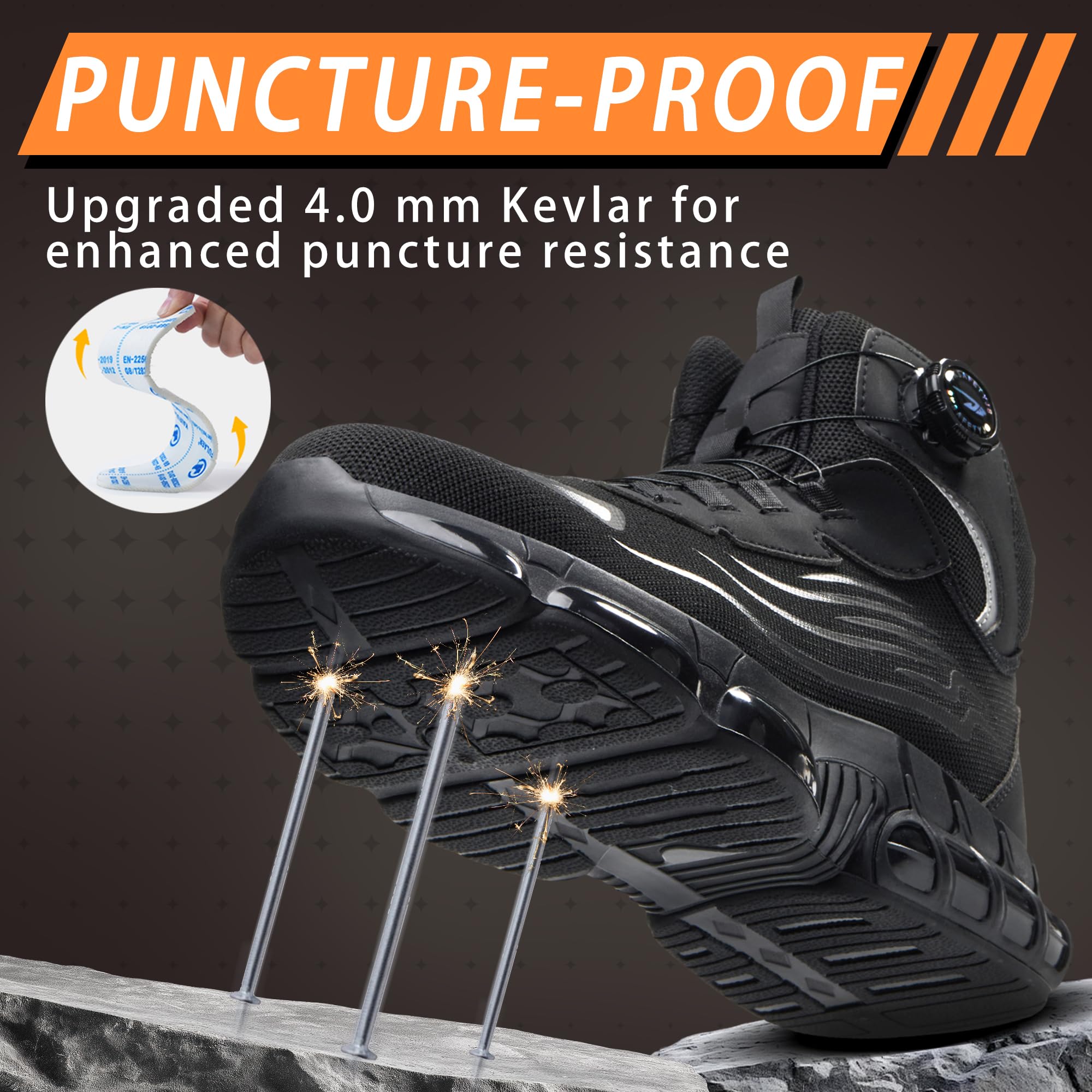 Chaussures de Sécurité Hommes Femme Légère Montante Chaussures de Travail avec Embout en Acier Respirante Bottines de Sécurité Confortable