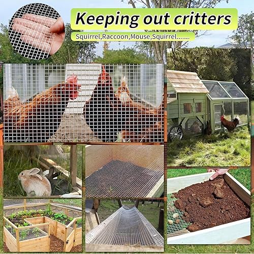 Miniatura 22 de Rollo de malla de alambre galvanizado (23 GA) de tela de hardware de 4 pulgadas x 20 pies 1/4 pulgadas para vallas de corral de pollo/gallinero