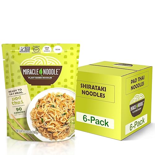 Miracle Noodle Ready to Eat Pad - Comida tailandesa, fideos Shirataki, alternativa a pasta, sin gluten, apto para paleo, 9.9 onzas, paquete de 6
