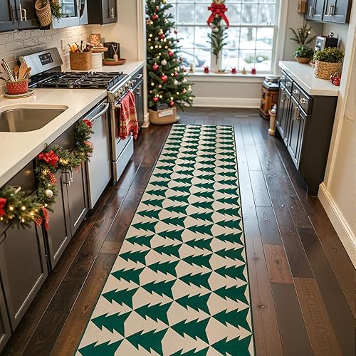 Miniatura 3 de jinchan Alfombra de pasillo de Navidad de 2 x 10 pies, color rojo, alfombra de pasillo roja para árbol de Navidad, alfombra lavable antideslizante