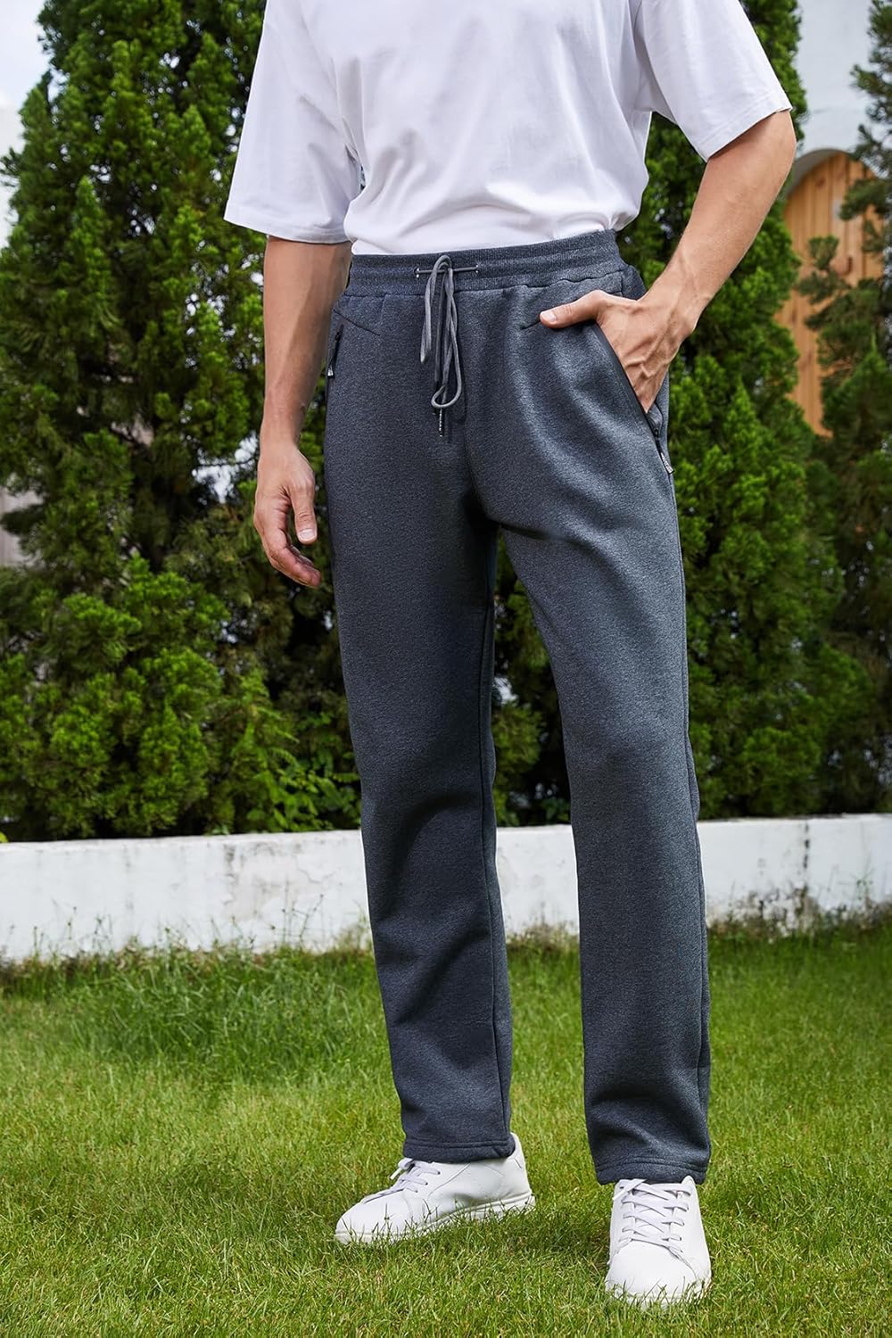 STICKON Mens Winter Fleece Pants Warm Sherpa Lined Sweatpants with Pockets - Image 3