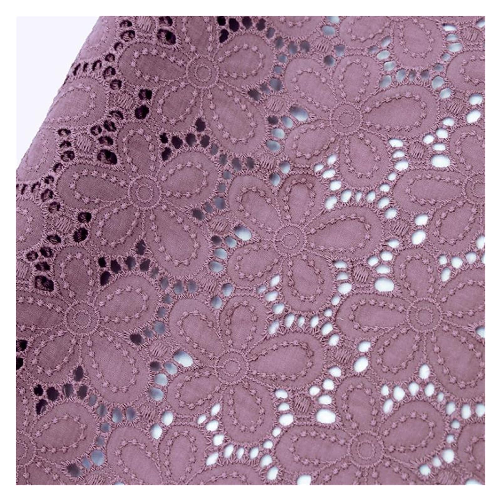 Handmade DIY Coloful Cotton Cloth Embroidered Lace Fabric Width 130cm Clothes Dress Home Accessories(Deep Purple)
