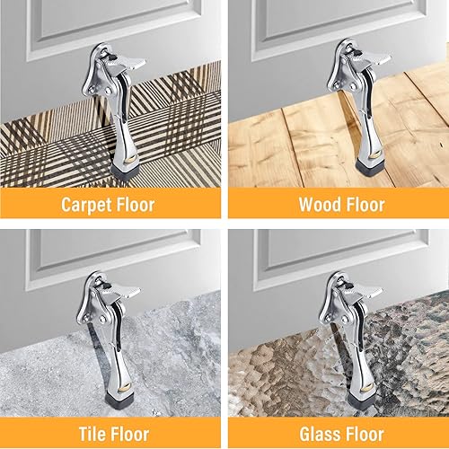 Miniatura 4 de Kenning Tope de puerta resistente de 4 pulgadas, topes de puerta de metal para puerta, protector de pared con punta de goma, fácil de instalar,