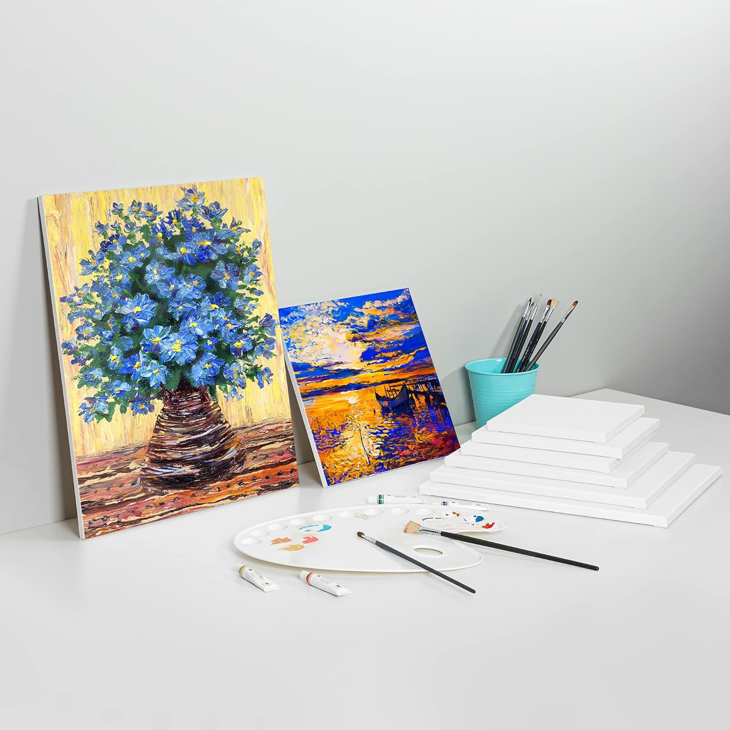  Basics Stretched Canvas for Painting, 7 pack, 8"x8" : Arts, Crafts & Sewing