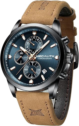 MEGALITH Wrist Watches for Men Luxury Dress Silver Stainless Steel Chronograph Watch Waterproof - Gift for Husband Father at Birthday Anniversary