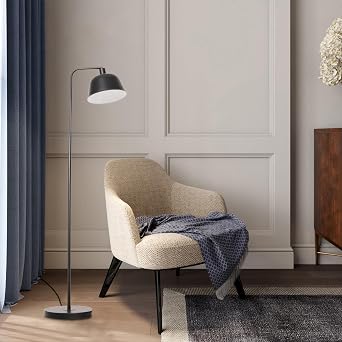 Modern Standing Floor Lamps with 8W LED Bulb, Foot Switch & Adjustable Head - Metal Tall Stand Up Reading Lamp for Living Room, Bedroom & Office