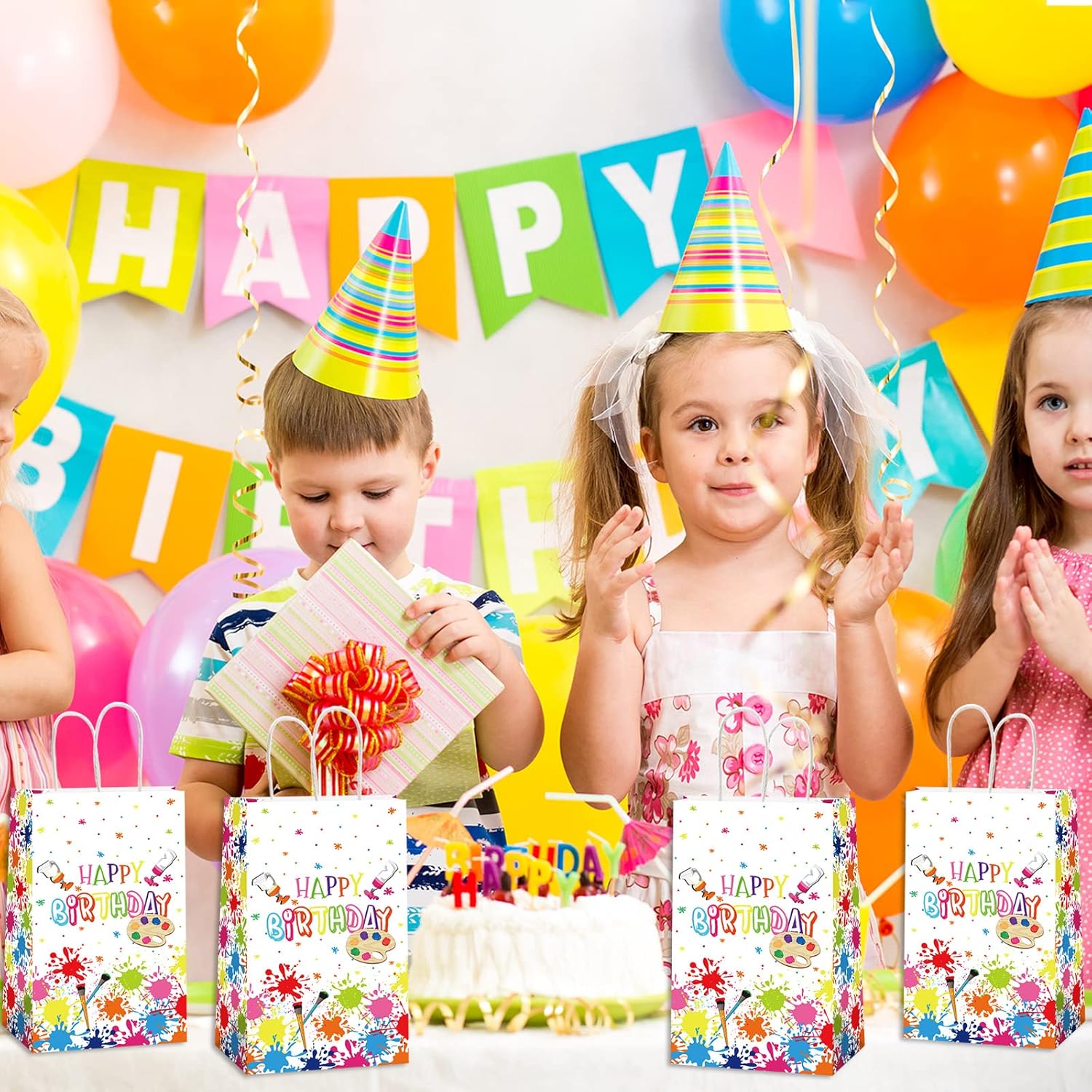 gisgfim 12 Pcs Premium Paint Art Bag Art Themed Birthday Painting Candy Favor Bags Supplies Gift Treat Bags Paint Party Supplies Decorations - Image 6