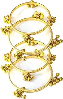 THE STYLE COURTYARD Kashmiri Multani Ghungroo Bangle Set of 2 (Gold-Tone), Traditional Bell Charm Kangan/Kada for Women & ... Price In India