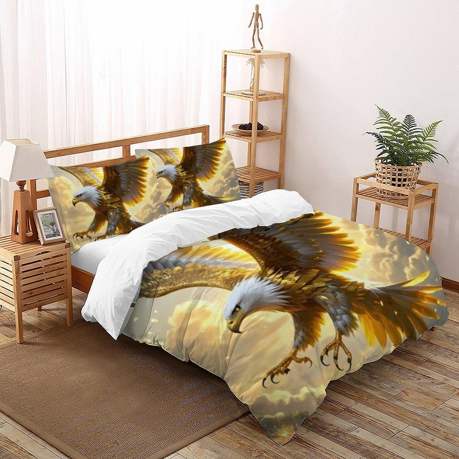 Housse de couette enfants oiseaux microfibre anti-plis king 220x240