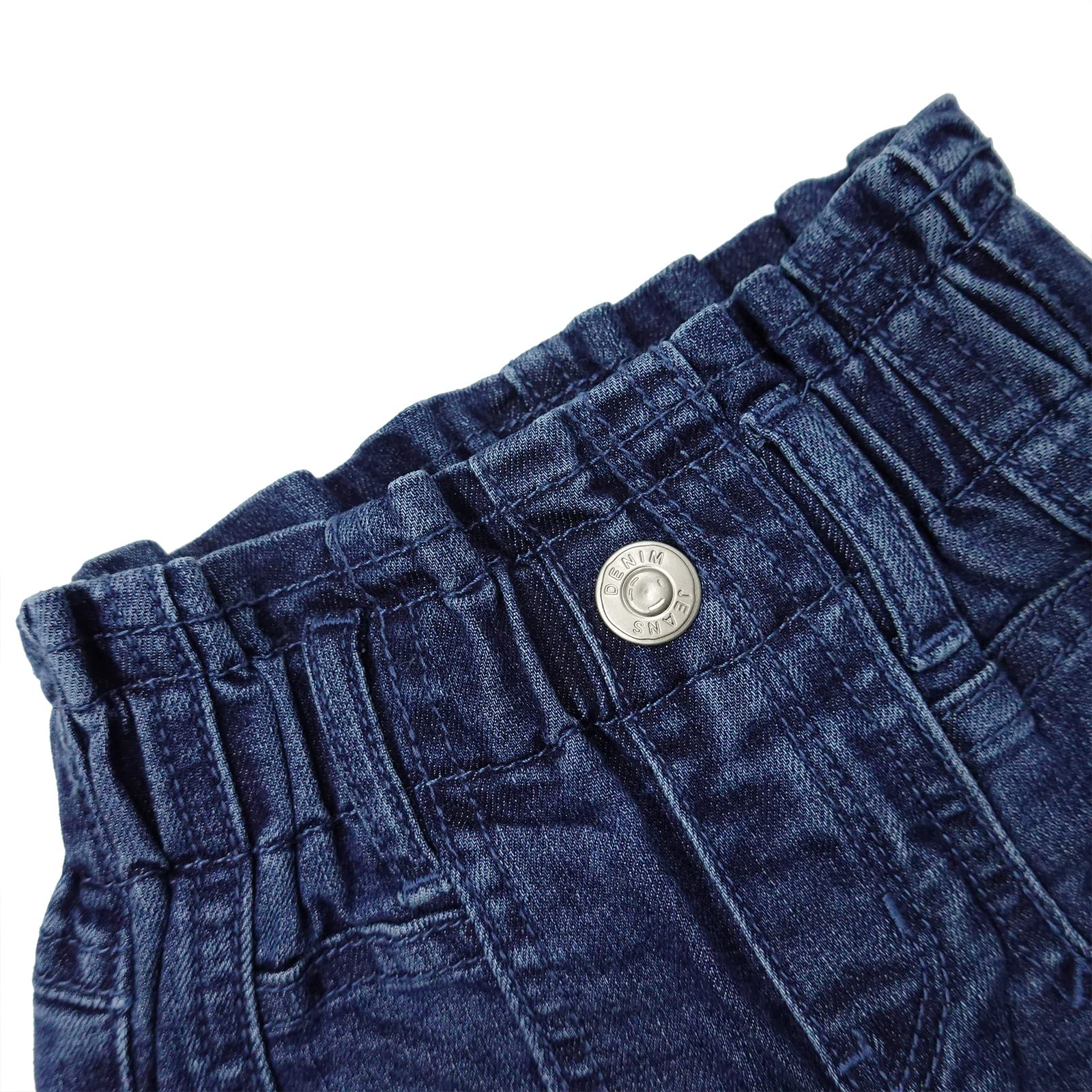 KIDSCOOL SPACE Baby Little Girl Jeans,Paperbag Cintura elástica Lindos Pantalones Mezclilla Estampados
