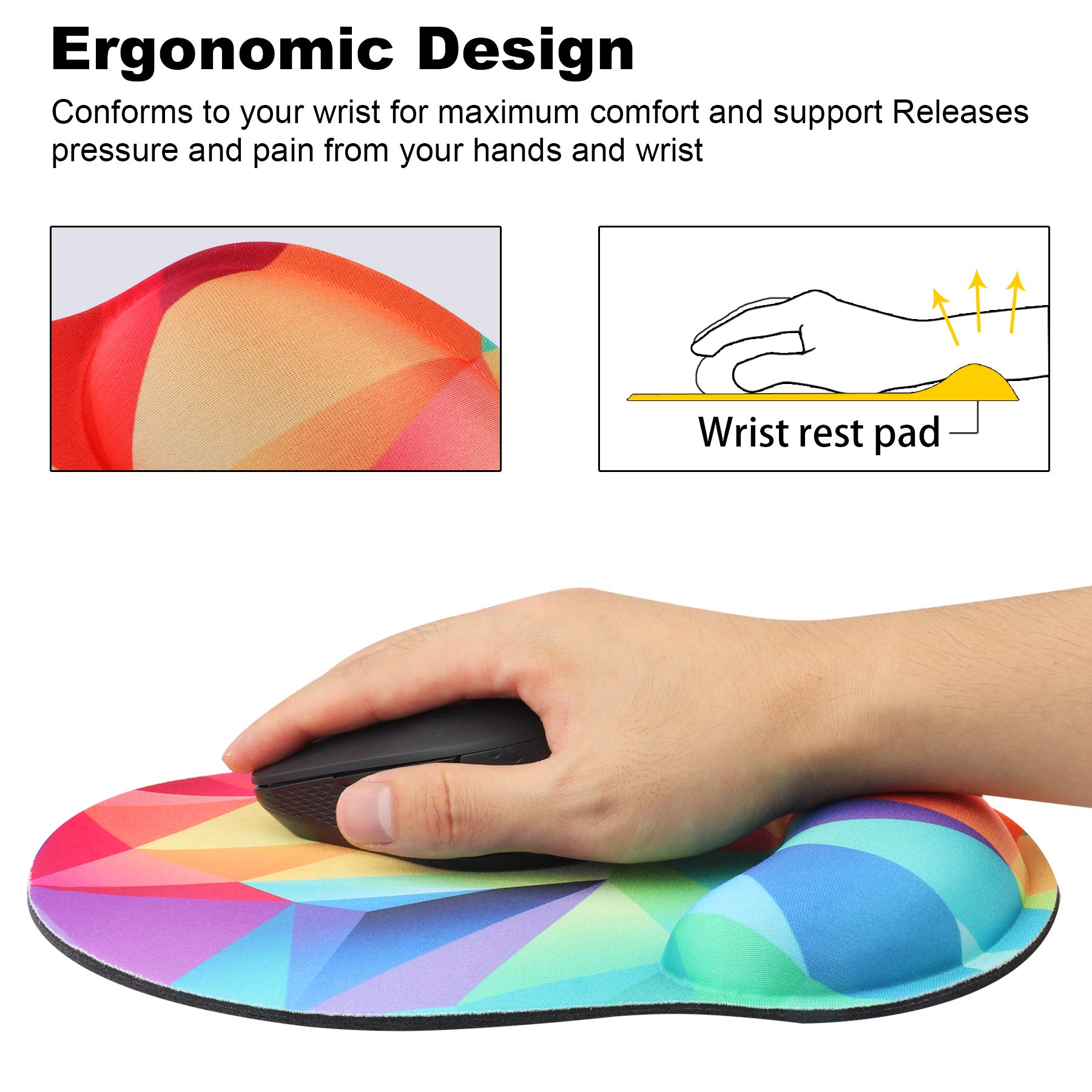 Tappetino Mouse Con Supporto Polso - Memory Foam Ergonomico, Base Antiscivolo | Per Ufficio E Computer - Foto 12