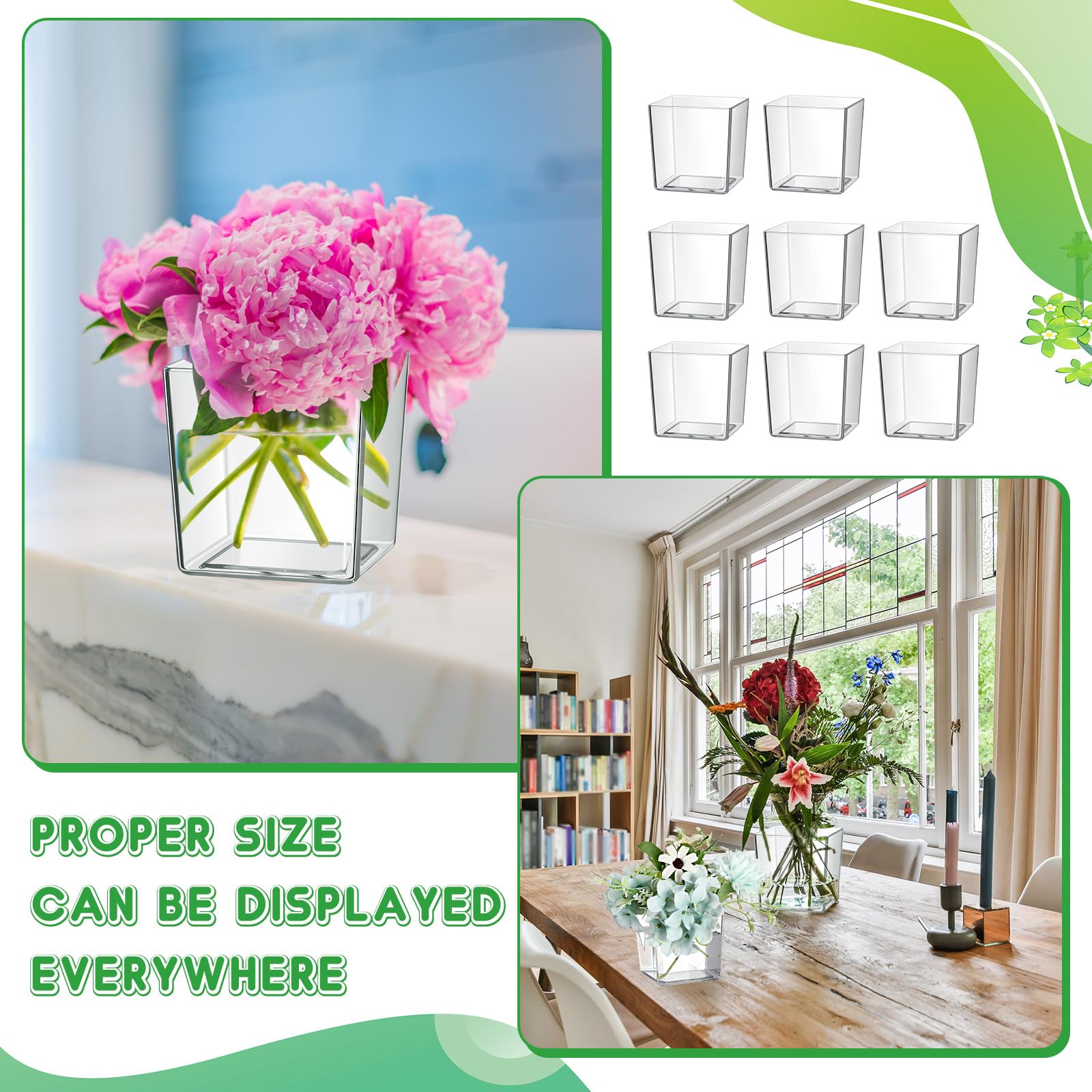 Amazon.com: Tioncy 3'' x 3'' 24 Pcs Cube Clear Flower Vase