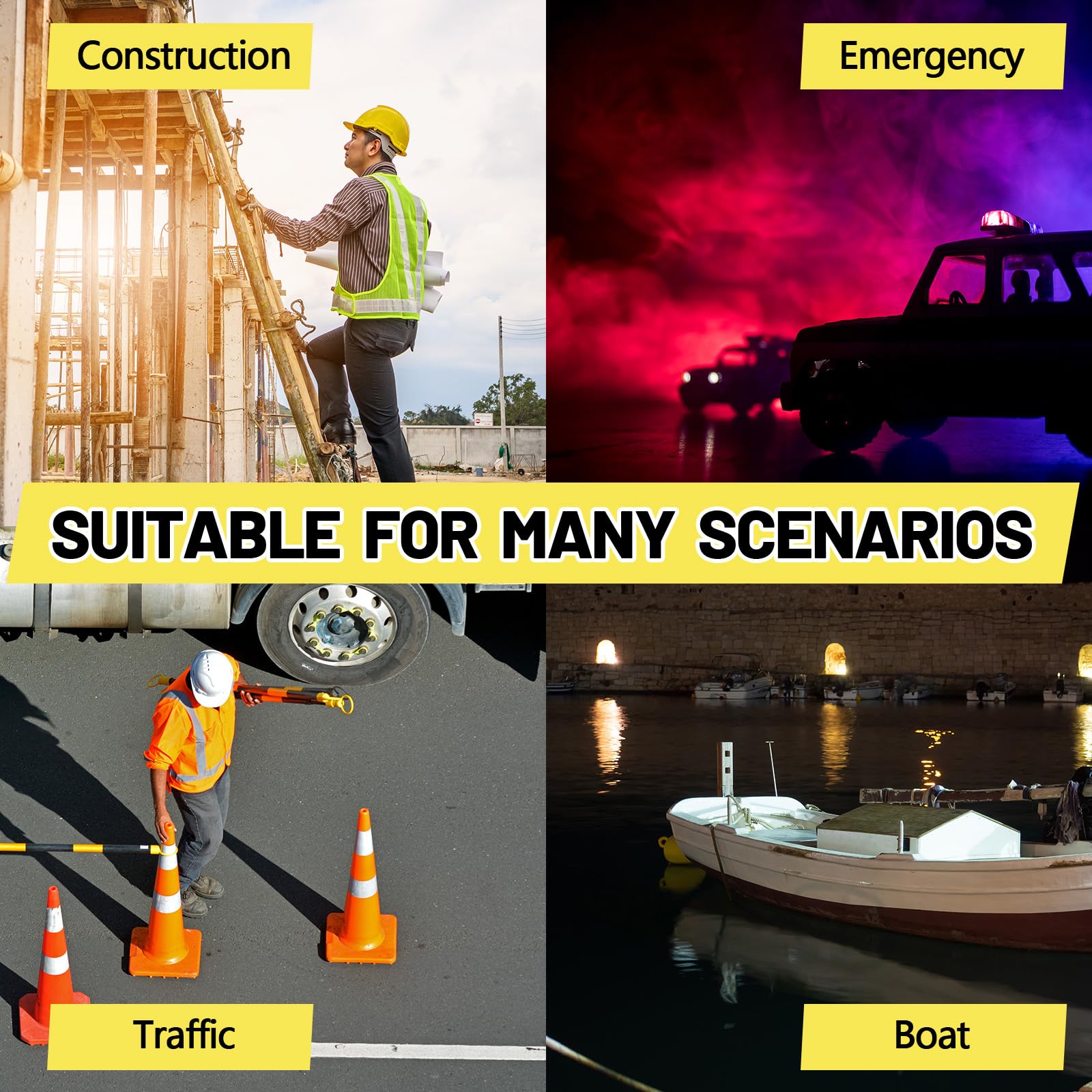 2 Stück Solar-Industrieleuchte Warnleuchten Verkehrssicherheit Barrikade Warnleuchten Verkehrssignal blinkend 2-seitige Sichtbarkeit Bernstein LED Bernstein