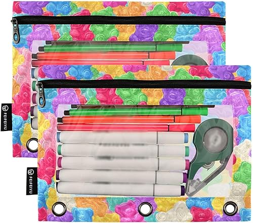 Miniatura 8 de Bolsas para carpetas, bonita bolsa de lápices Kawaii Corgi para carpeta de 3 anillas, paquete de 2 bolsas transparentes con cremallera para