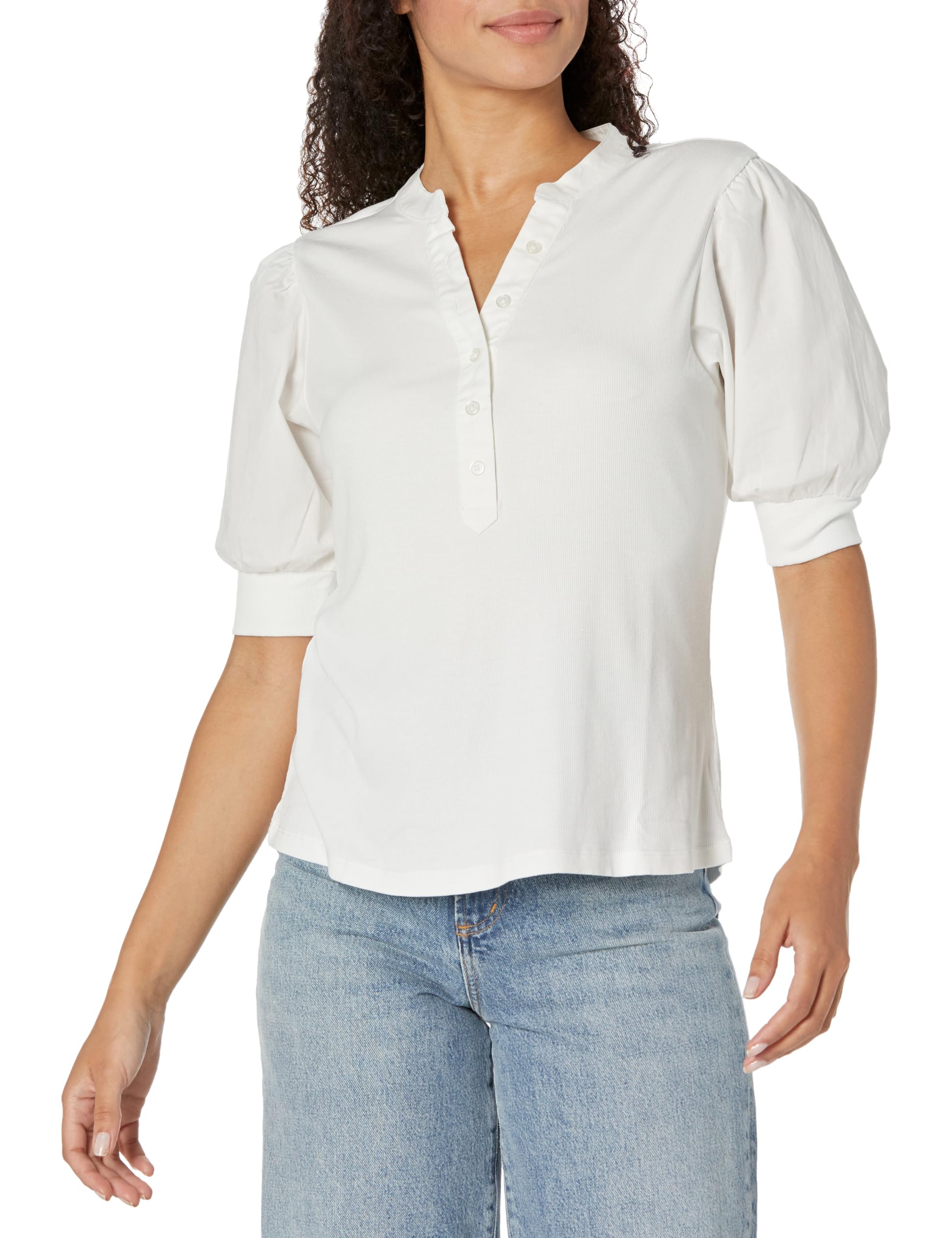Seven7womens Mix Media Henley Casual