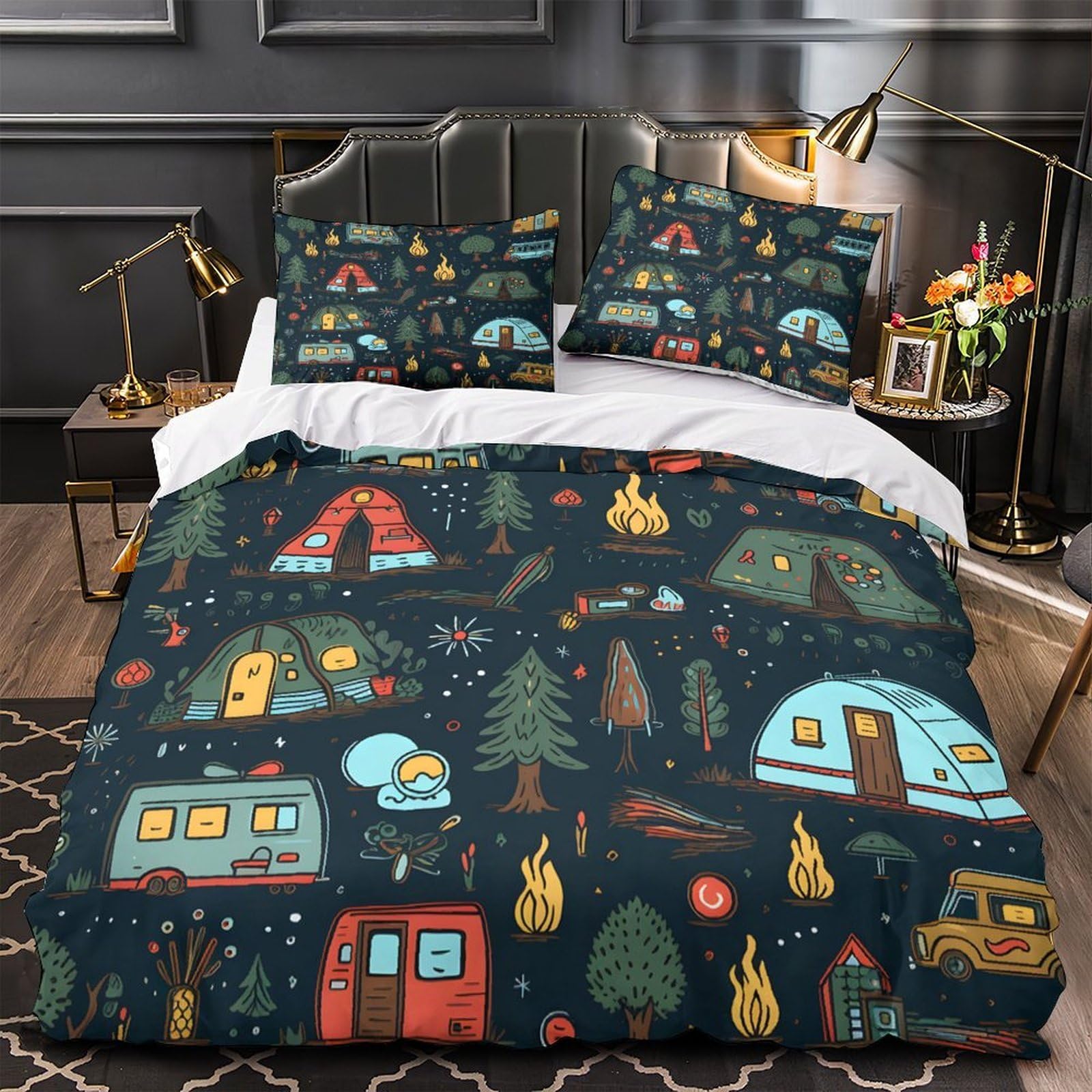 Parure de lit microfibre 135x200 cm housse couette 3D fermeture éclair homme
