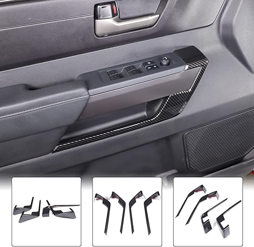 Miniatura 6 de Aunginsy Cubierta de panel de manija de puerta interior de automóvil compatible con Toyota Tundra 2022-2024 2025, panel de puerta delantera y