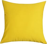 Vista 1 de TangDepot - Fundas de almohada decorativas hechas a mano, 100% lona de algodón, fundas de almohada, 24 x 24 pulgadas, amarillo