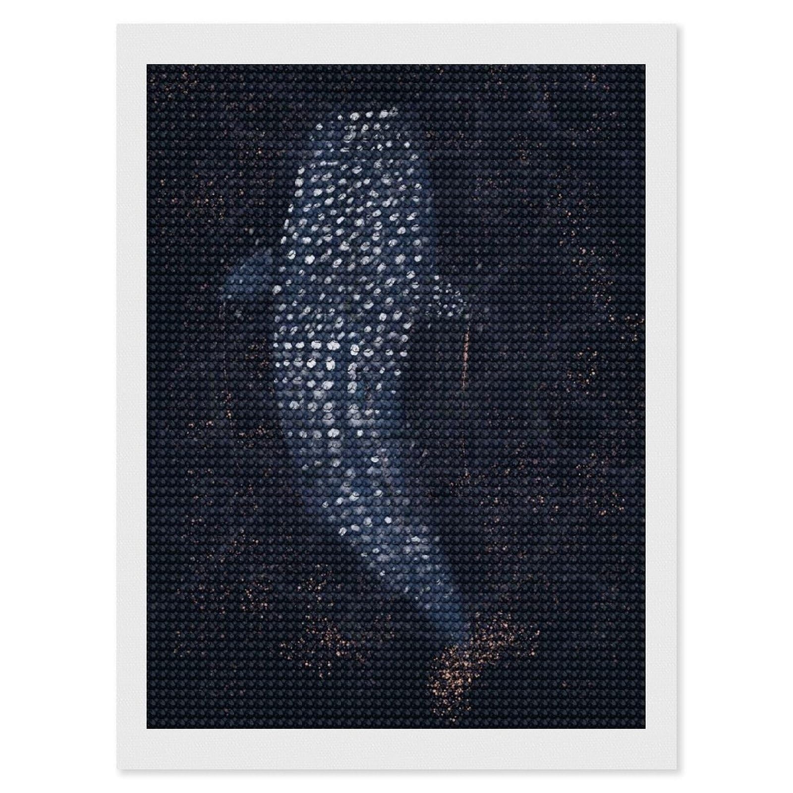 Junmoney Whale Shark in Deep Blue Full Drill Diamond Painting Kit 12"x16", Sparkling Round Gems, Decorate Your Room, Mindful Craft Activity