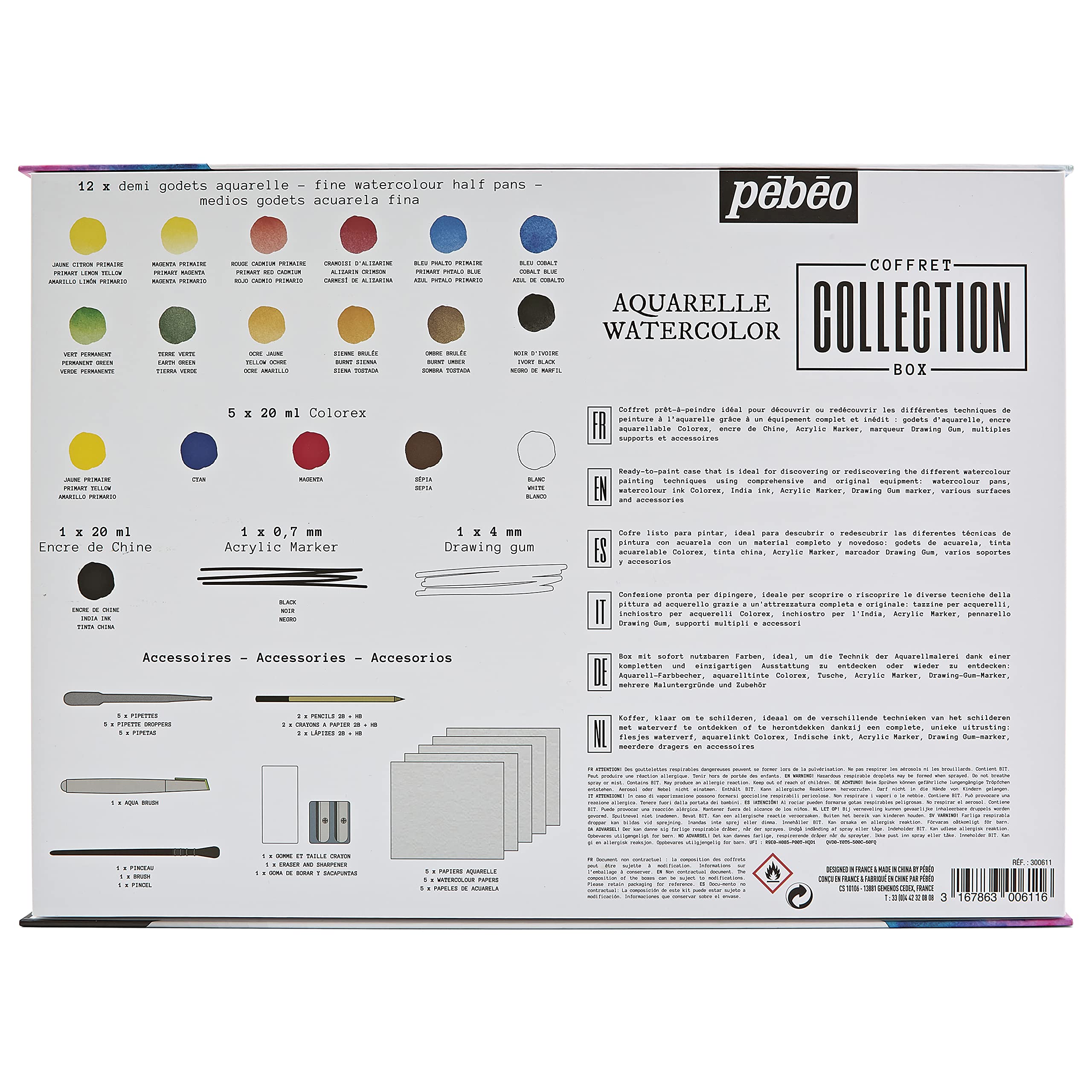 Pébéo Aquarelle fine coffret collection, Coloris Assortis, 39,6Xx28,3x5cm 300611
