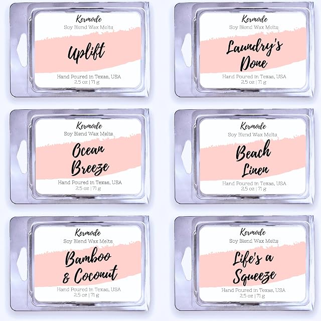 Fresh Clean Scent Wax Melts Wax Cubes - Spring Summer Scented Wax Melt Variety Pack for Wax Warmers - Kermode Natural Aromatherapy Fragrance - Long Lasting Bulk Assorted Safe Melting Soy Tarts
