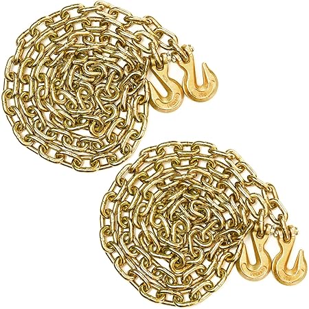 DigankG70 Transport Chain 3/8'' x 10 Foot - 6,600 Pound, Log Chain Safe Working Load for Load Tie-Down, Trailer, Flatbed, Farm Tow Chain