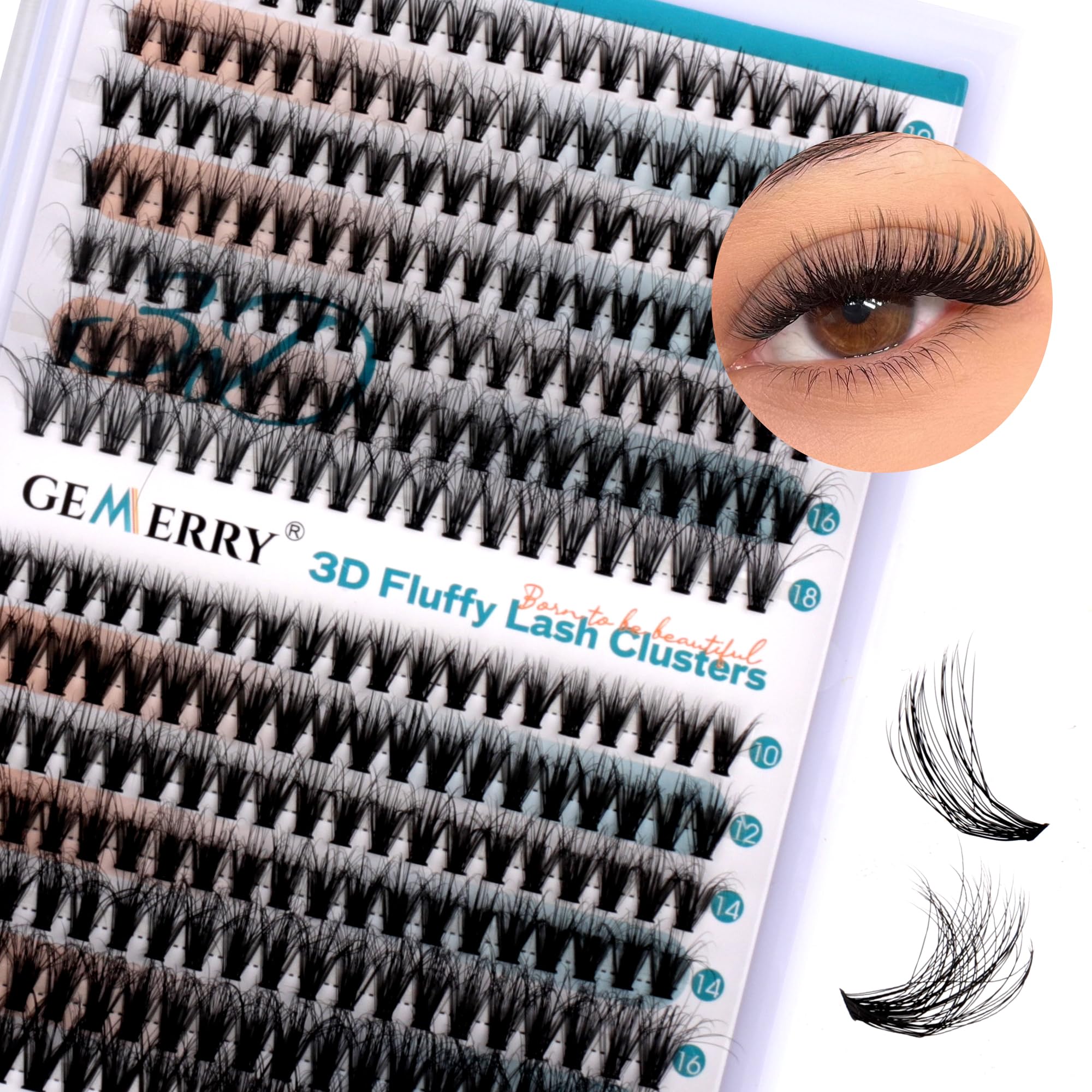 Wimpern Extensions 3D Effekt 30D+40D DIY Clusterwimpern 0.07 D Curl 10-18 Mix Cluster Lashes Wimpernbüschel zu Hause GEMERRY (3D-30D+40D-0.07D-10-18mm)