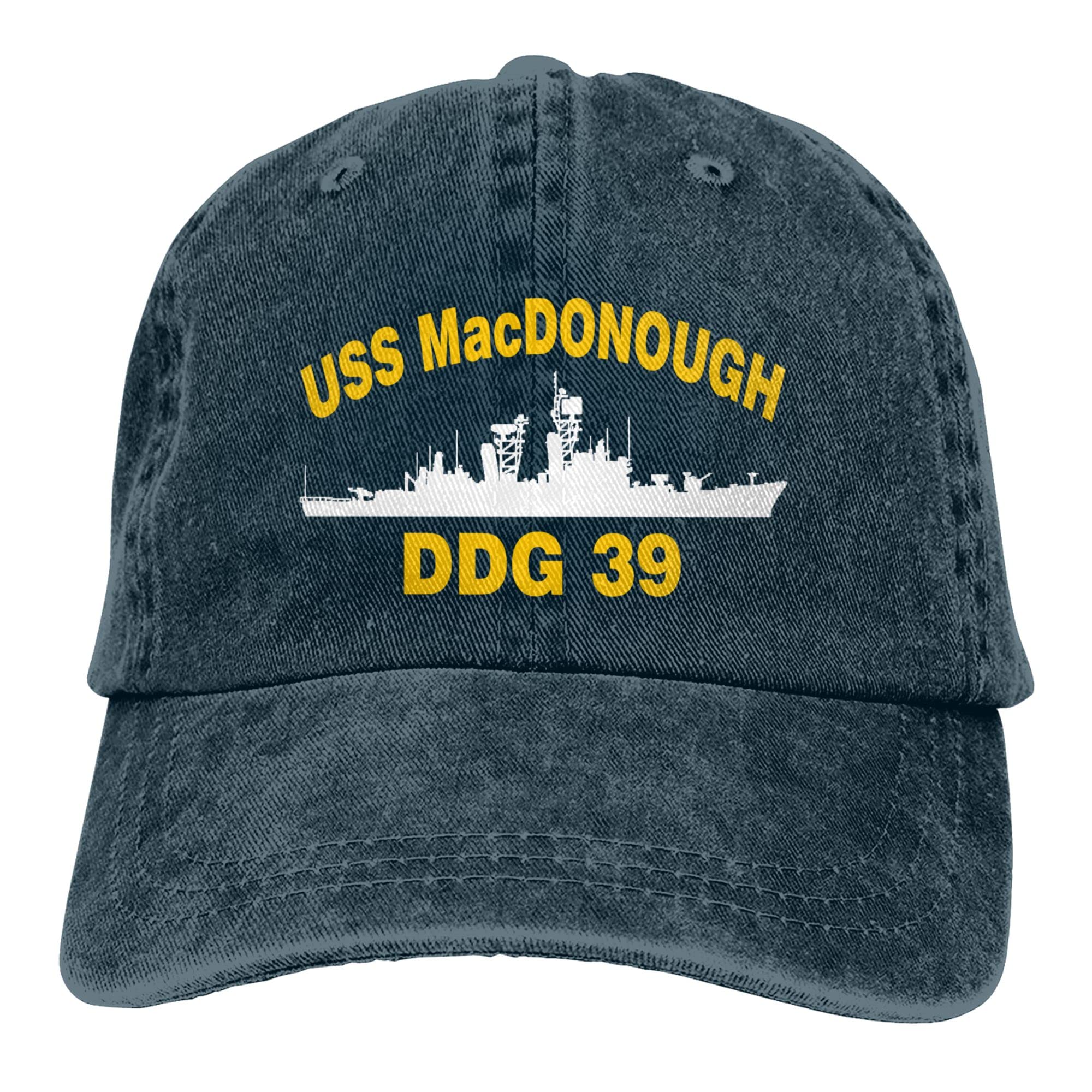 USS MacDONOUGH DDG 39 Vintage Sandwich Hat Baseball Caps Denim Hats Cowboy