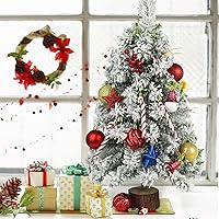 Vista 63 de CCINEE 3Ft Artificial White Tabletop Hinged Christmas Tree with Metal Stand - 130 Branch Tips Mini Christmas Tree for Xmas Party Supplies Home