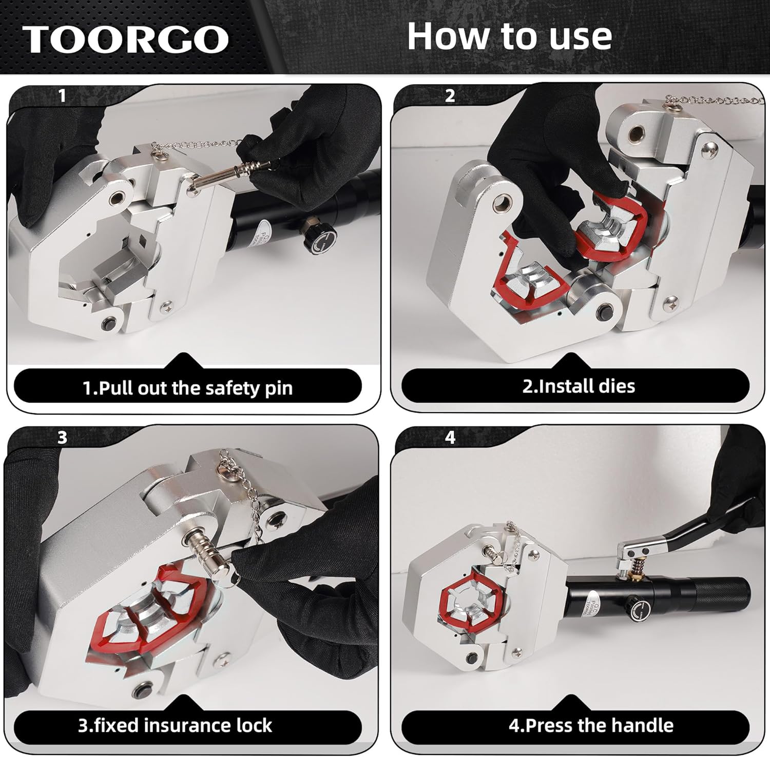 Hydraulic AC Hose Crimper Manual AC Hose Crimper Kit with 7 Dies, Handheld Air Conditioning Repair Crimping tool for AC and BH Fittings，Kydra-Krimp 71500, Black