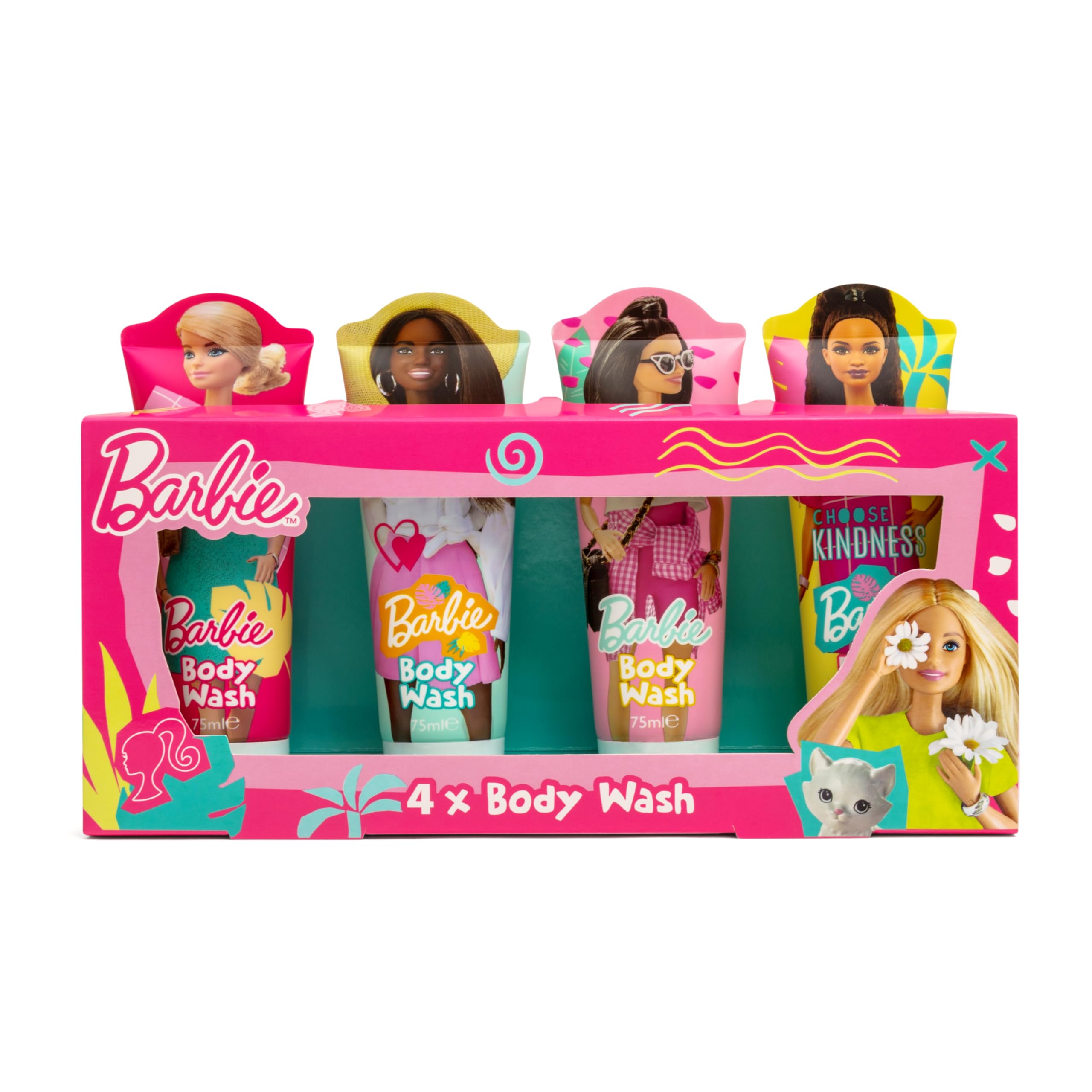 Barbie Body Wash Gift Set - 4 x 75ml - Body Wash/Shower Gel/Bath