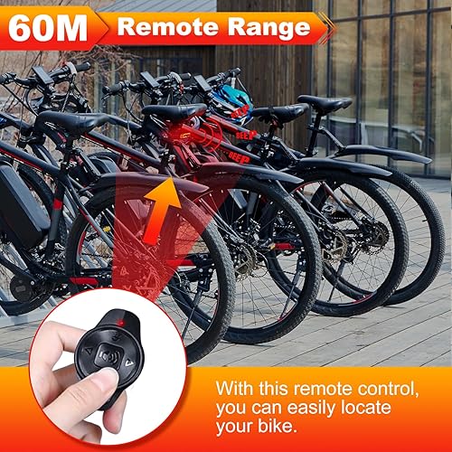 Miniatura 3 de Luz trasera inteligente para bicicleta con intermitentes y luz de freno, alarma recargable antirrobo con mando a distancia, bocina de bicicleta y