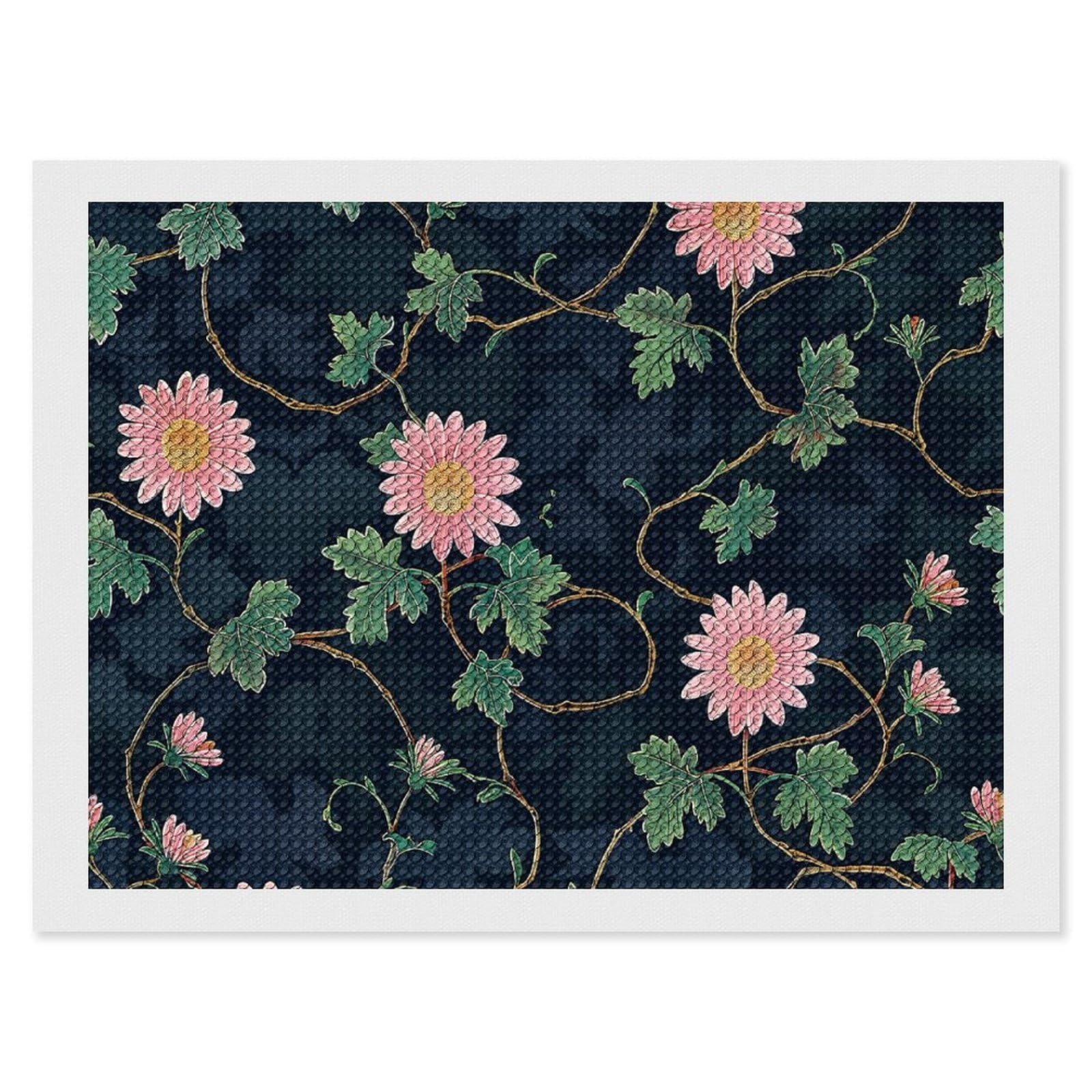Daisies and Vines Diamond Art Kits for Adults, DIY 5D Diamonds Painting Kits for Beginner, Round Full Drill Diamond Dots Painting, 12"x16" Diamonds Pictures Gem Art and Crafts Wall Decor